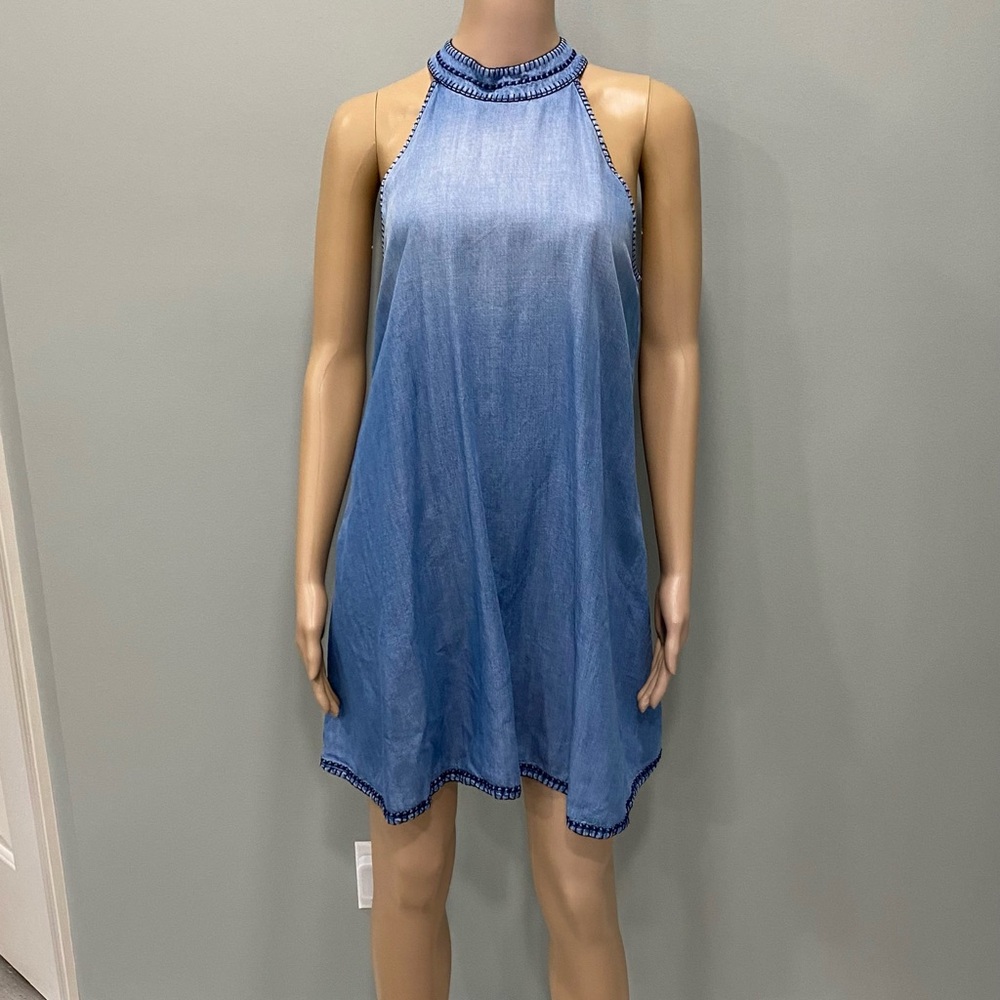 Chelsea & Violet Sleeveless Chambray Halter Dress - Blue denim size small
